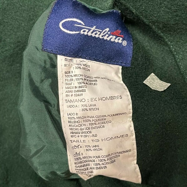 Bomber Jacket Men XL Adult Green Catalina Reversible Wool Satin