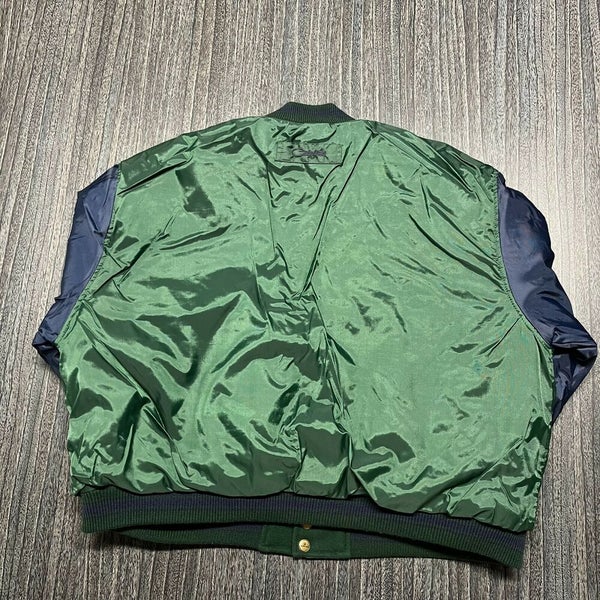 Bomber Jacket Men XL Adult Green Catalina Reversible Wool Satin