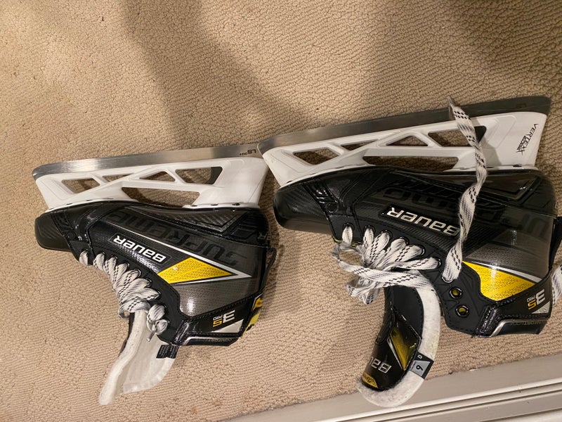 Senior Used Bauer Supreme 3S pro Hockey Goalie Skates Regular Width Pro Stock Size 9