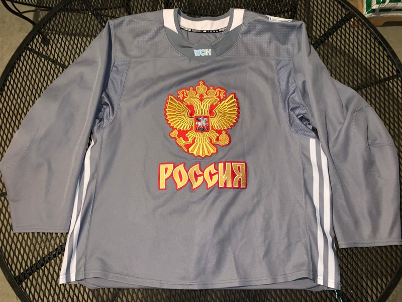 MIC WCOH Team Russia Gray Used Size 56 Adidas Jersey Pro Stock