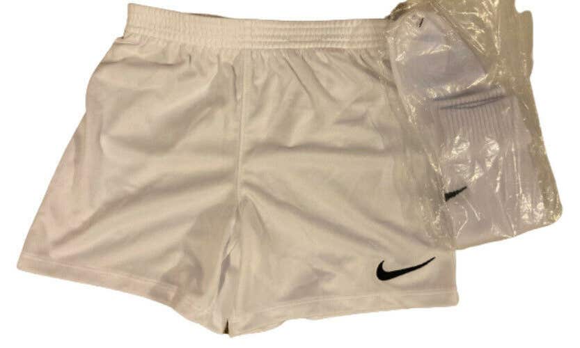 New W/O Tags Nike Park 20 Little Kids Soccer Shorts with Socks White Size M