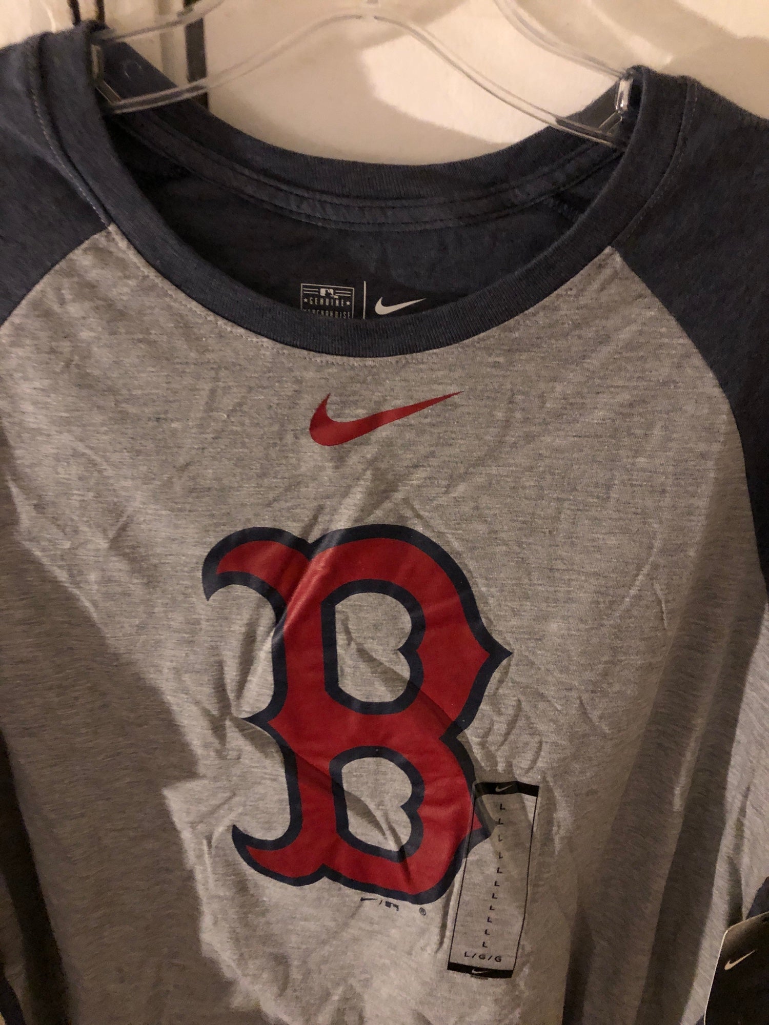 Nike Boston Red Sox Baseball T-Shirt Mens XL 3/4 sleeve cotton blend shirt  MLB