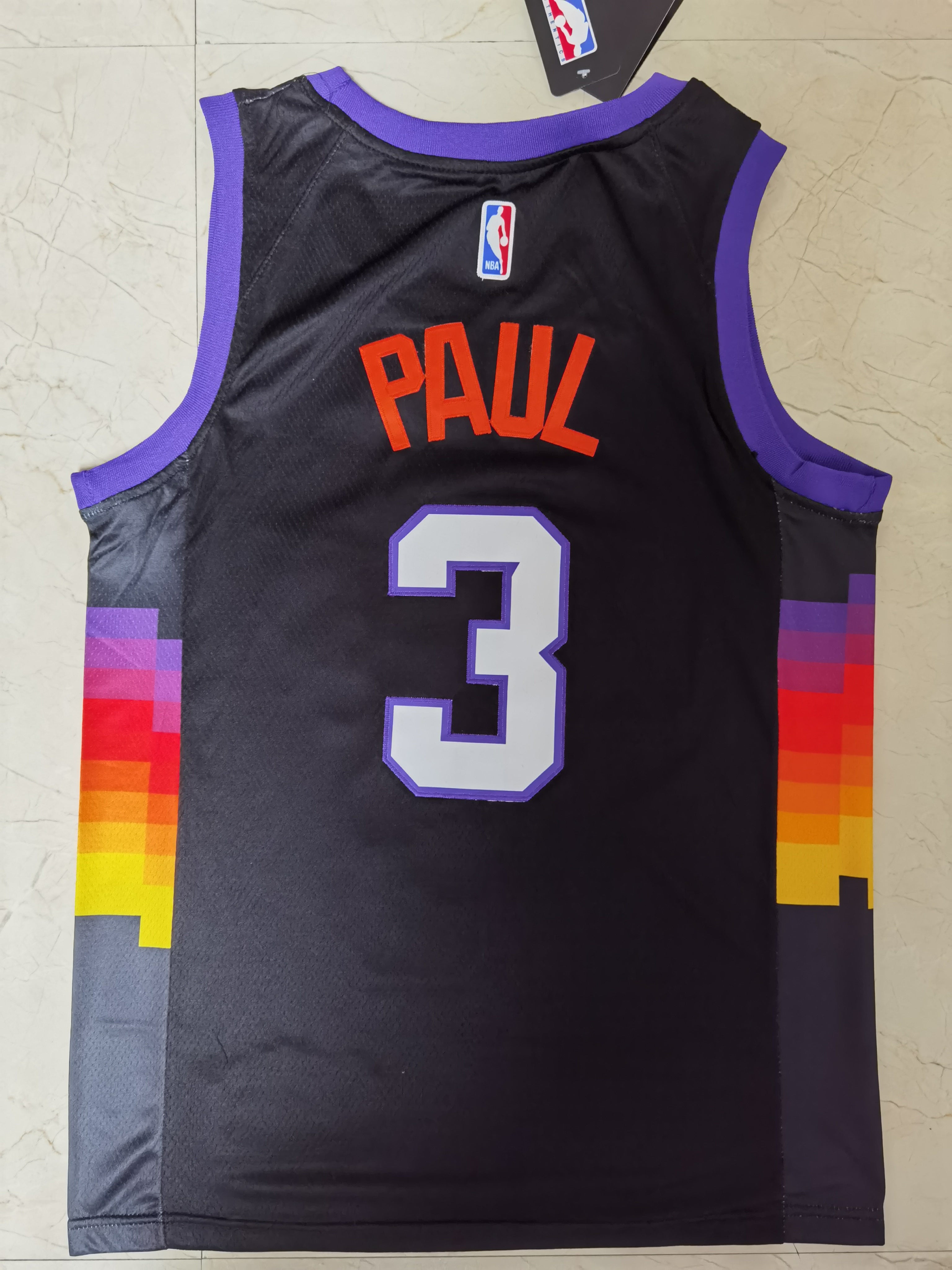 City Edition Chris Paul #3 Phoenix Suns Basketball-Trikot Schwarz genäht 
