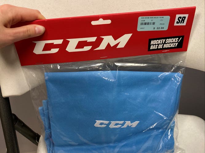 New CCM Columbia Blue SR Socks 30"