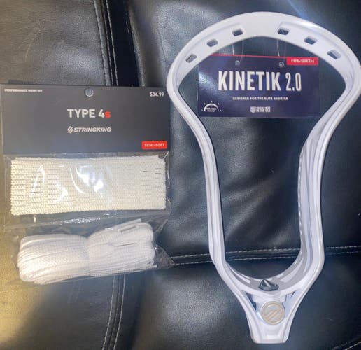 New!! Maverik Unstrung Kinetik 2.0 Lacrosse Head w Stringking 4s complete mesh set valued at $34.99