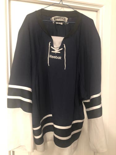 Used Reebok Hockey Goalie Cut Nashville Vintage 3rd Jersey Colours Dark Blue, Black And White