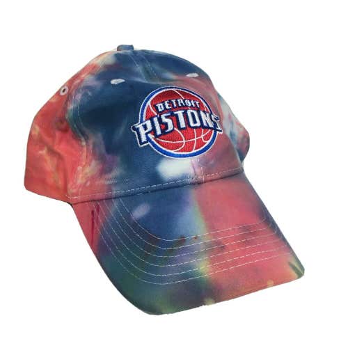 Custom Detroit Pistons Tie Dye Dad Hat Cap Red/White/Blue NBA Basketball