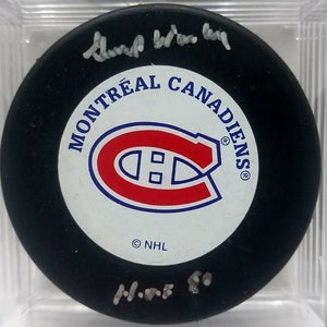 GUMP WORSLEY Montreal Canadiens AUTOGRAPHED Signed NHL Hockey Puck HOF 1980