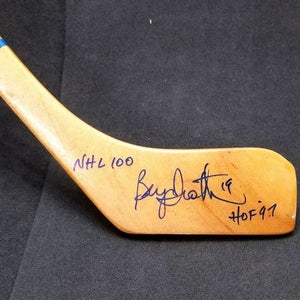 VINTAGE BRYAN TROTTIER Signed New York Islanders Mini Wooden Hockey Stick COA