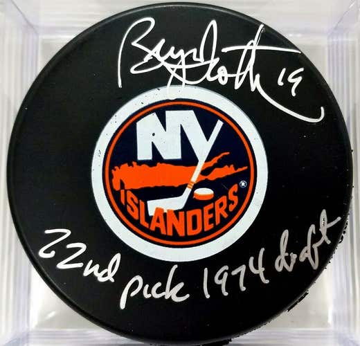 BRYAN TROTTIER Signed New York Islanders Hockey Puck 22nd Pick 1974 NHL  Draft