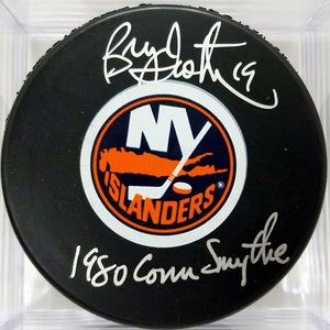 BRYAN TROTTIER Signed New York Islanders Autograph Hockey Puck 1980 Conn Smythe