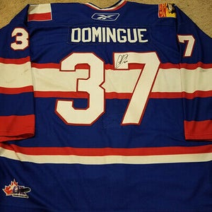 LOUIS DOMINGUE 08'09 Signed Moncton Wildcats PHOTOMATCHED Game Worn Jersey