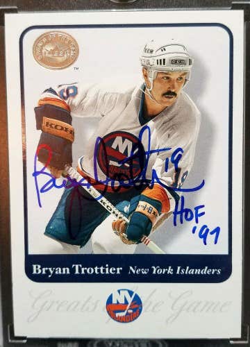 2001-02 Fleer Greats of the Game BRYAN TROTTIER IN PERSON AUTO Card