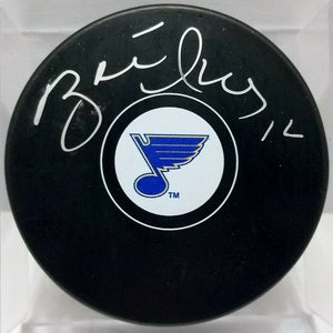 BRETT HULL Autographed St. Louis Blues NHL Hockey Puck Signed COA