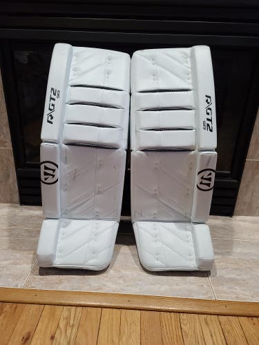 White Used ONCE ON ICE Senior 32 plus 1.5" Warrior Ritual GT2 Goalie Leg Pads WHITE WEAVE