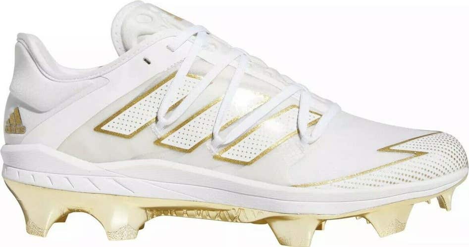 Adidas Adizero Afterburner 7 Mens TPU molded baseball cleats size 10.5 White/gold EG7611