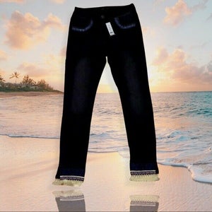 Romeo & Juliet Couture Stretch Denim Leggings Jeggings Tassel Hem Women's S $155