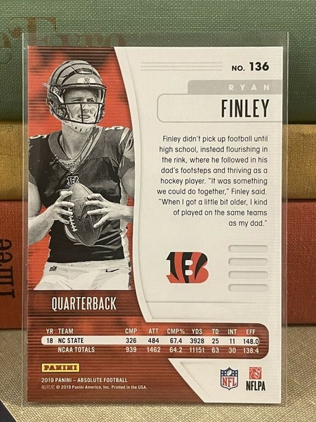 2019 Panini Absolute #136 Ryan Finley Cincinnati Bengals RC Rookie NC State