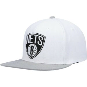 2022 Brooklyn Nets Mitchell & Ness NBA Snapback Hat Cap 2Tone White Flat Brim