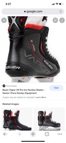 Senior Bauer Regular Width Size 7.5 Vapor 3x pro Hockey Skates