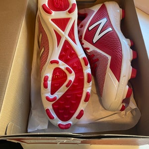 White / Red  Men's 11.5 New Balance molded cleats