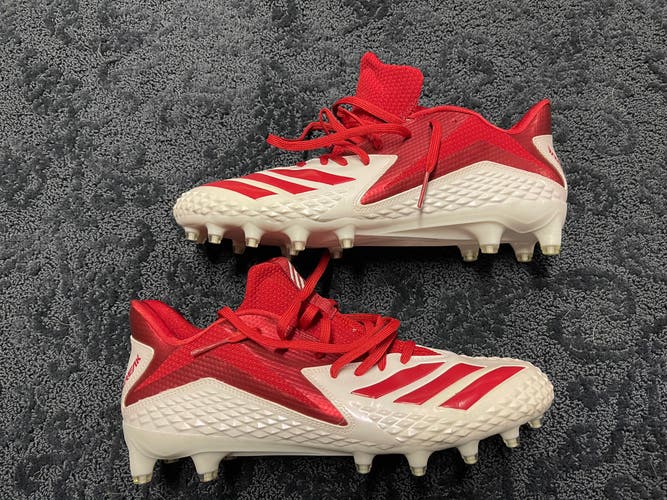 Adidas Freak Mids Mens Lacrosse Cleats - White and Red - Size 12