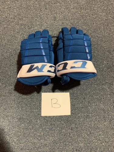 Game Used Blue CCM HG97 Pro Stock Gloves Colorado Avalanche Team Issue 14”