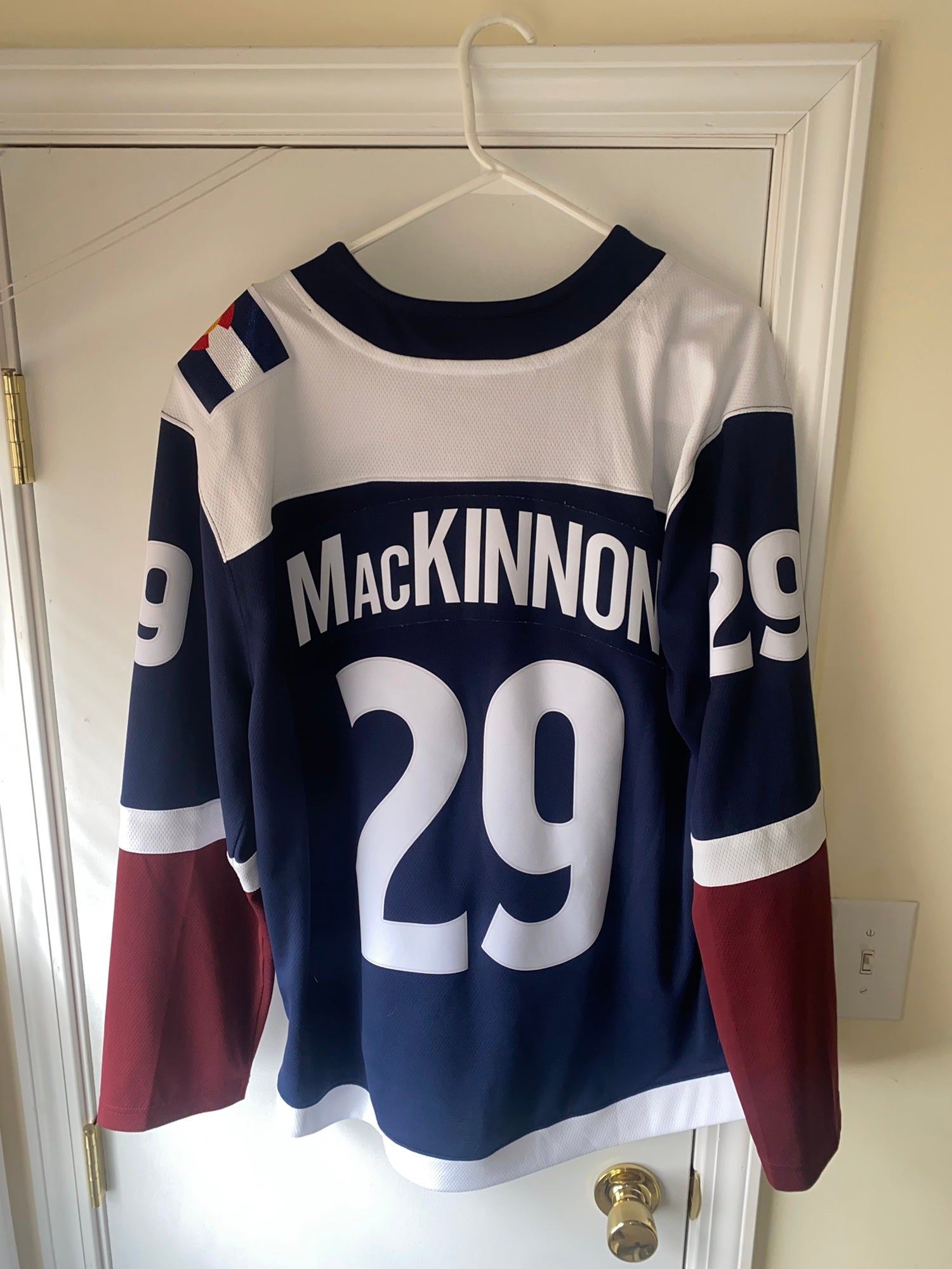 MacKinnon jersey finally came in from China. I know it's cheaper but these  are surprisingly good quality. : r/ColoradoAvalanche