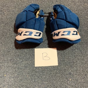 Game Used Blue CCM HGPJSPP Pro Stock Gloves Colorado Avalanche Team Issue 13”