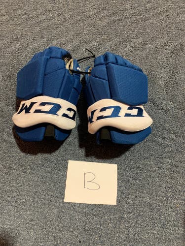 Game Used Blue CCM HGTKPP Pro Stock Gloves Colorado Avalanche Team Issue 14”