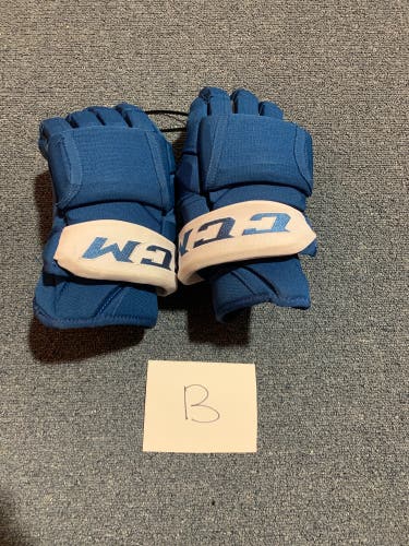 Game Used Blue CCM HG12 Pro Stock Gloves Colorado Avalanche Team Issue 15”