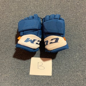 Game Used Blue CCM HGPJSPP Pro Stock Gloves Colorado Avalanche Team Issue 14”