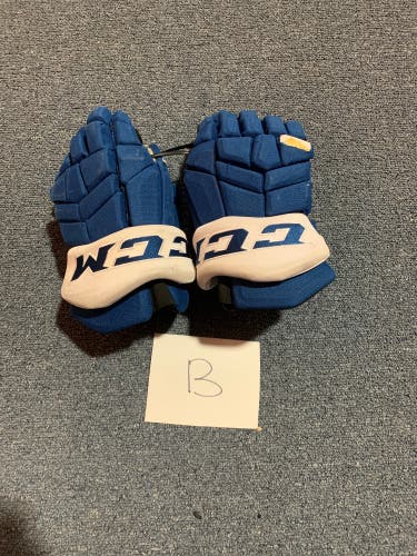Game Used Blue CCM HGTK Pro Stock Gloves Colorado Avalanche Team Issue 14”