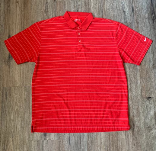 Red Striped Nike Golf Polo Shirt XL