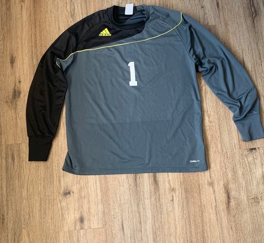 Adidas Goalkeeper Gray and Black #1 Soccer Jersey