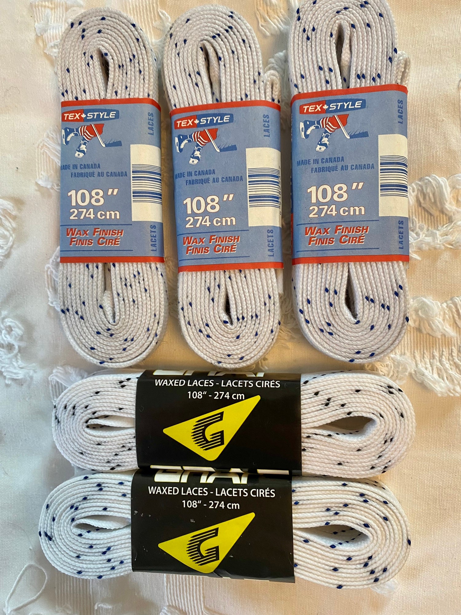 Tex-style Details about   Lot of 3 Pair Hockey Skate Laces White 84" 