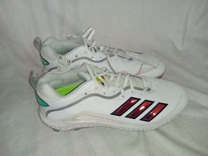 Adidas Low Top Icon 6 Bounce TPU Color-shift White Men's New Adult Size 9.5 Molded Cleats
