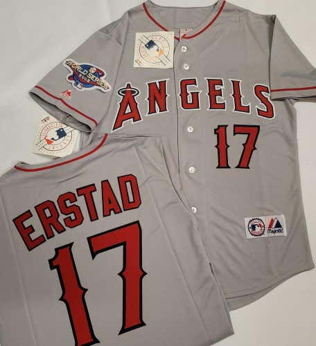 1630 Anaheim Angels DARIN ERSTAD 2002 World Series Baseball Jersey GRAY New