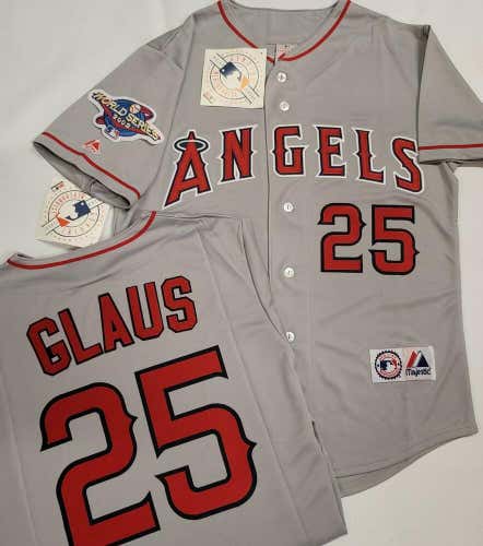 1630 Anaheim Angels TROY GLAUS 2002 World Series Baseball Jersey GRAY New