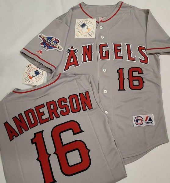 1630 Anaheim Angels GARRET ANDERSON 2002 World Series Baseball Jersey GRAY  New