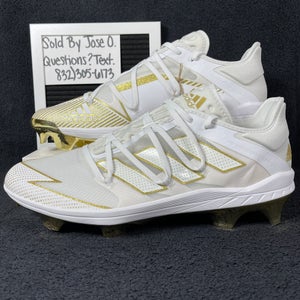 ADIDAS ADIZERO AFTERBURNER 7 GOLD TPU BASEBALL CLEATS MENS SIZE 13 WHITE NEW