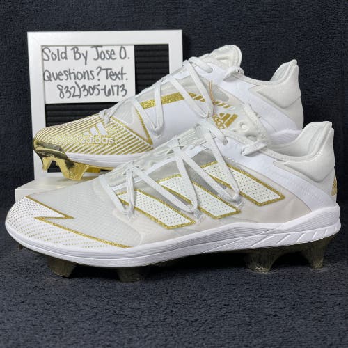ADIDAS ADIZERO AFTERBURNER 7 GOLD TPU BASEBALL CLEATS MENS SIZE 11 WHITE NEW