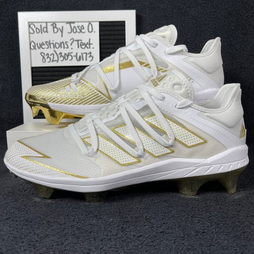 ADIDAS ADIZERO AFTERBURNER 7 GOLD TPU BASEBALL CLEATS MENS SIZE 9.5 WHITE NEW