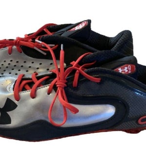 New W/O Box Under Armour C1N Cam Newton Low Top Football Cleats Black Grey Red