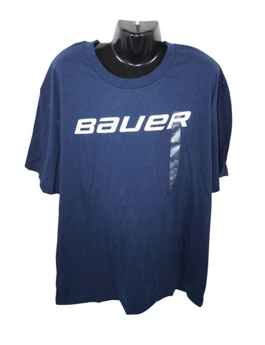BAUER HOCKEY LOGO'D CORE TEE - NAVY BLUE M SHIRT YOUTH KIDS MEDIUM NEW