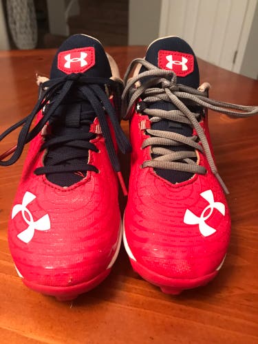 Under Armour Harper 4 Low Red, White, & Blue (Size 3Y)