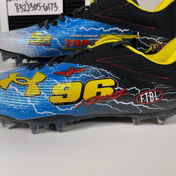 UNDER ARMOUR MENS BLUR LE MC RACE CAR FOOTBALL CLEATS SIZE 12.5
