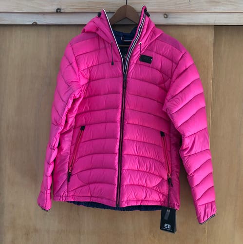 E11 State of Elevenate Womens Agile Jacket NWT L Pink Puffer Puffy