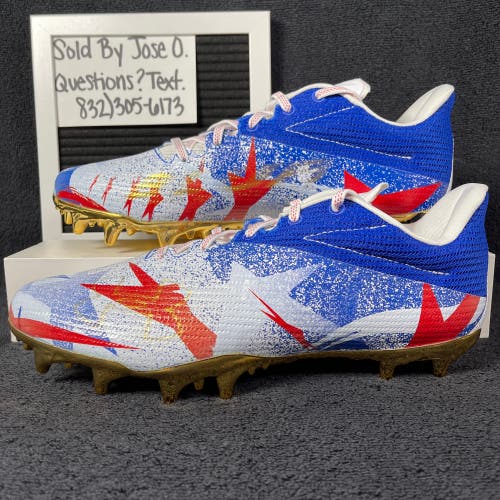 UNDER ARMOUR MENS BLUR MC LE USA FOOTBALL CLEATS SIZE 9.5 WHITE BLUE RED GOLD UA NEW