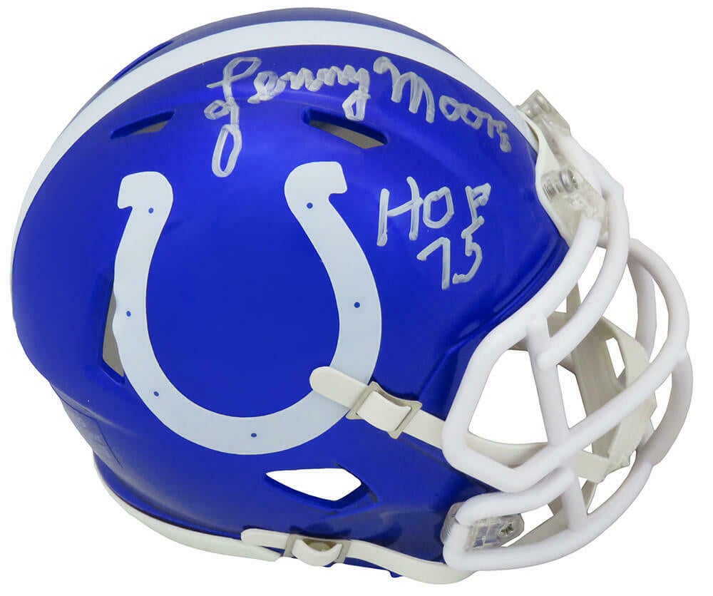 Lenny Moore HOF 75 Autographed Indianapolis Colts Replica Full-Size Football  Helmet - BAS